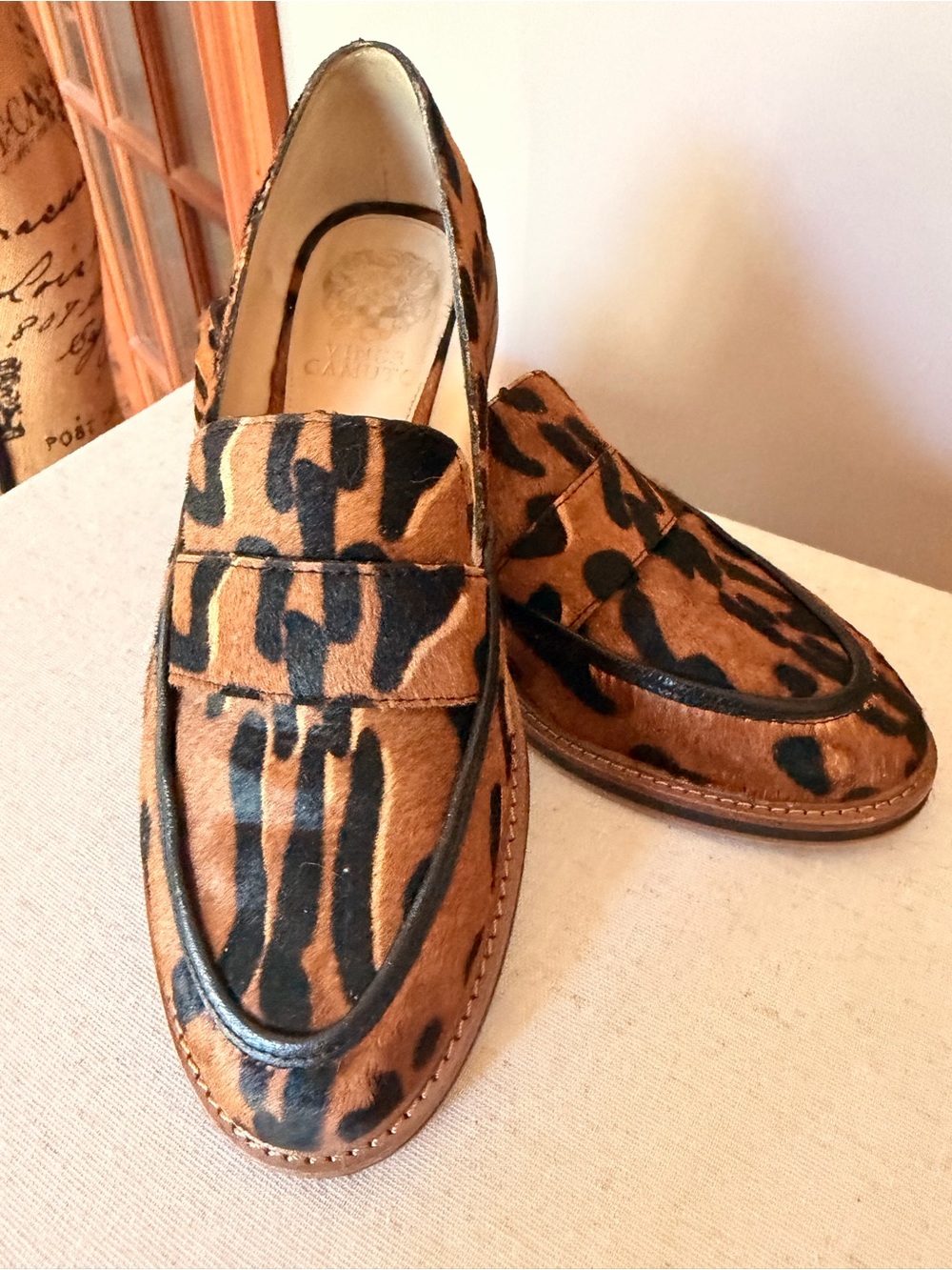 Vince Camuto Leopard Print Penny Loafers - Brown & Black
